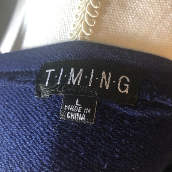 Navy Blue Long Sleeve Crop Top - Picture 5 of 5